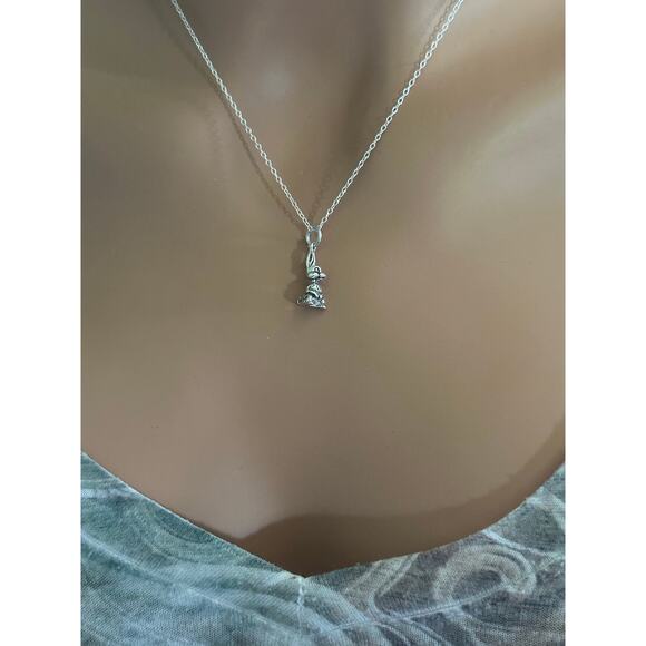 Sterling Silver 3D Oxidized Sitting Rabbit Necklace - Picture 3 of 4